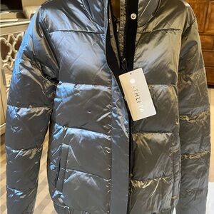 Athleta Shimmering Silver Outerwear puffer jacket size m